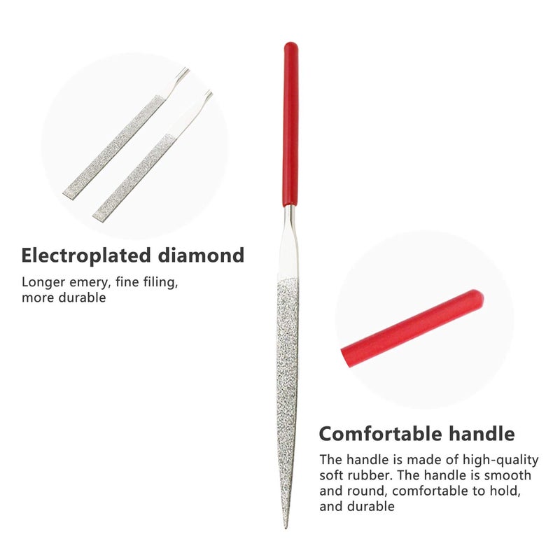 KALIM 10pc Mini Diamond Needle File Set - 6 Inch Total Length, 150 Grit Diamond File (Usable Length: 2-3/4 Inch) - Image 3